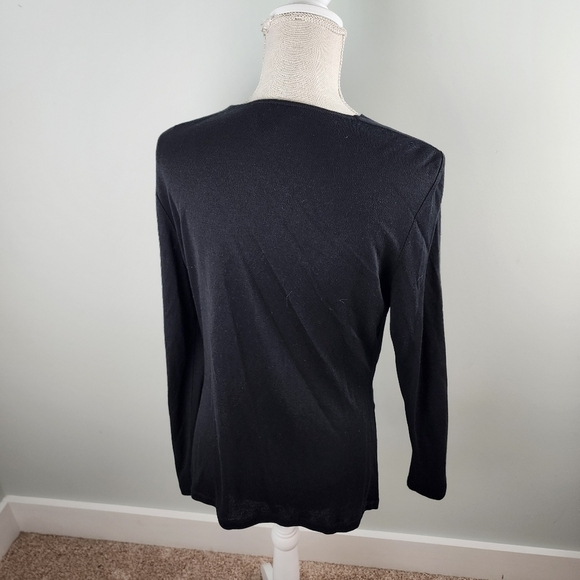 Etcetera Women’s Long Sleeve Twist Front V Neck Blouse Top Black Size Large - Picture 5 of 9